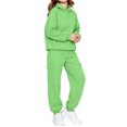 thumbnail image 5 of YUANxueke Kids 2-Piece Winter Sweatsuits Boys Girls Hoodie Sweatshirt with Kangaroo Pocket & Tapered Pants,Green,Sizes 2-14, 5 of 8