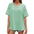 thumbnail image 2 of Summer V Neck Women Short Sleeved Solid T Shirt Tops, 2 of 7