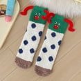 thumbnail image 2 of CPNG Kid Girls Cute Winter Socks Warm Fluffy Fuzzy Warm Slipper Socks Polka Dot Pattern No Slip Soft Cozy with Grippers Socks Novelty Mid Calf Floor Socks, 2 of 6