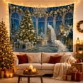 thumbnail image 3 of White Peacocks in Grand Classical Room with Snowy Night View, Serene Cottagecore for Holiday Decor Lovers, Opulent Art Print, Christmas Gift Tapestry Wall Hanging for Living Room and Bedroom, 3 of 7