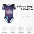 thumbnail image 4 of Vsdgher Planètes Étoiles et Galaxies 1 Prinr Combinaison à Manches Courtes pour Femmes, Justaucorps une Pièce Aguichant Col Rond Shapewear Contrôle du Ventre-Petit, 4 of 7