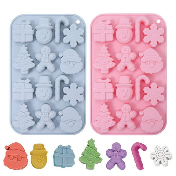 GoXteam Christmas Chocolate Molds, Christmas Candy Silicone Molds, 2 Packs 14 Cavity Xmas Theme Baking Molds for Making Chocolate, Candy, Gummy, Jello, Ice, Wax Melts