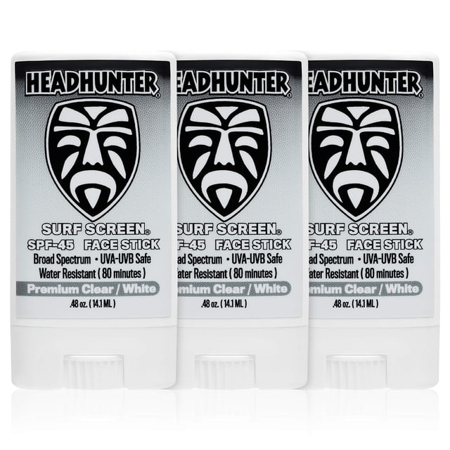 Protector solar en barra facial Headhunter SPF 45, resistente al agua, 80 ml, 3 unidades