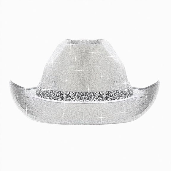 newwalpole Western Hats Boys Girls Cowboy Felt Hat Sparkly Rhinestone Hat, Adjustable Fit, Breathable Sweatband, Great for Western Parties, Daily Wear, Great Gift Idea(Silver,9-15 Years)