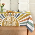 thumbnail image 1 of Summer Tablecloth 60×84 Inch Rectangular, Hello Sunshine Rainbow Spring Washable Table Cover for Party Picnic Dinner Decor, 1 of 6