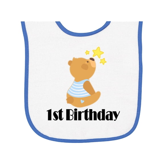 Inktastic 1st Birthday 1 Year Old Boy Bear Baby Terry Cloth Bib