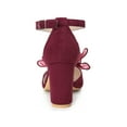 thumbnail image 2 of BLISSFUL STEP Women's Bow Knot Pointed Toe Block Heel Pumps Burgundy 9.5, 2 of 7