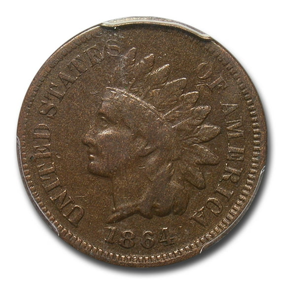 1864 Indian Head Cent Fine-15 PCGS (L on Ribbon)