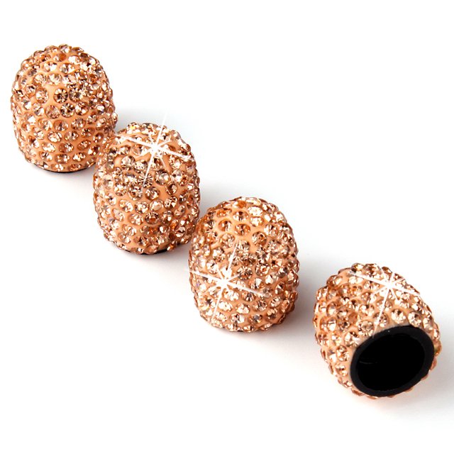 AURARMLET 5Ud Tapones De Polvo Para Neumáticos Dorados Con Anillo Decorativo Y Antipolvo Para Auto