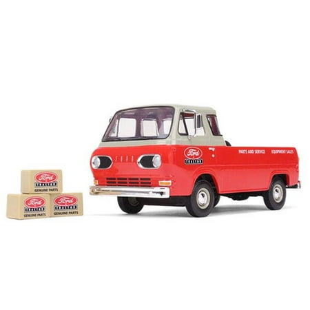 1960s Ford Econoline Pickup Red With Boxes Ford Tractor Parts Service 125 Diecast Model Car By First Gear