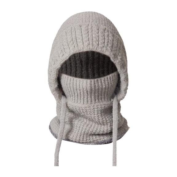 WZXFASHION 3-in-1 Knit Hat Scarf and Ear Flap Combo Color Block Winter Bomber Hat for Women and Men Grey One Size
