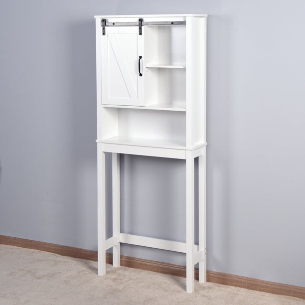 Clearance! Over-the-Toilet Storage Cabinet, Space-Saving Bathroom Cabinet,  with Adjustable Shelves and A Barn Door 27.16 x 9.06 x 67 inch