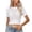 White, variant on Samickarr Crop Tops For Women Summer Round Neck Short Sleeve Elastic Knit Ribbed Front Hollow-out Casual Basic Slim Fit Solid Color Tank T Shirts