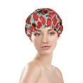 thumbnail image 3 of Kdxio Cute Tomato Print Shower Cap for Women,Elastic and Reusable,Double Waterproof Layers Bathing Hat, 3 of 9