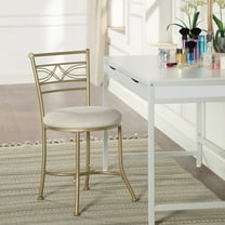 Azalea Park Art Decor Gold Iron Vanity Stool with White Cushion for Bath, Bedroom, Vanity Set