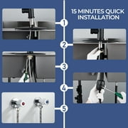 TVOFEK Kitchen Faucet with Pull Down Sprayer and Soap Dispenser, Black Single Handle Kitchen Sink Faucets with Deck Plate for 1 or 3 Hole, Spring Faucet for RV Laundry Bar