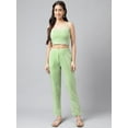 thumbnail image 4 of Janasya Women's Light Green Georgette Foil Printed Pant Set with Crop Top, 4 of 10