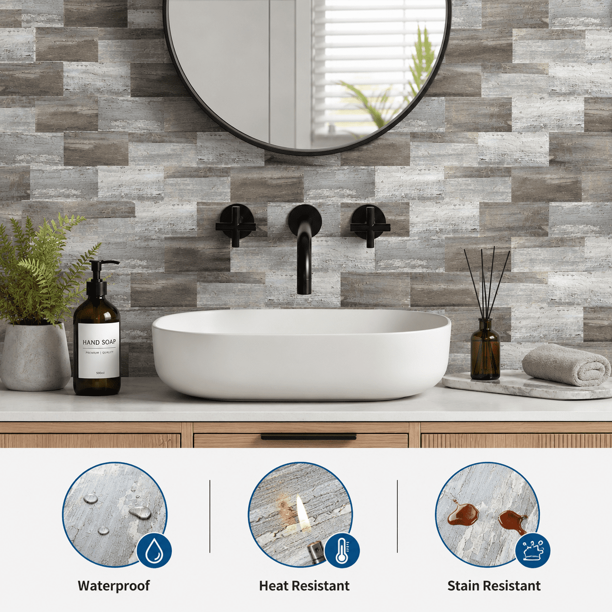 Yeslife 102-Pack Peel and Stick Backsplash Tile, 3" x 6" PVC Waterproof Subway Wall Tiles for Kitchen & Bathroom, 12.75 Sq Ft