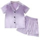 thumbnail image 1 of Odeerbi 1-8 Años Niños Niñas Pijama de Verano de Satén Con Solapa de Muesca Camisa de Manga Corta Pantalón Conjunto de Ropa de Dormir Suave, 1 of 9