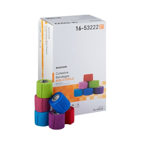 McKesson Cohesive Wound Bandages, Self-Adherent Compression Wrap, 2 in x 5 yd, 1 Count, 36 Packs, 36 Total