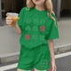 thumbnail image 2 of Vestido de Manga Corta para Niños Día de San Patricio Impreso Cuello Redondo de Dos Piezas con Pantalones Cortos, Cómoda Mezcla de Poliéster Spandex, 2 of 6