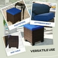 thumbnail image 6 of Outsunny 2 Pieces Wicker Outdoor Ottomans with Cushions, 3-in-1 PE Rattan Ottoman Seat, Footrest and Side Table for Backyard, Poolside, Dark Blue, 6 of 9