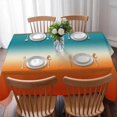 thumbnail image 3 of Teal Burnt Orange Ombre Table Cloth Waterproof Tablecloths, Contemporary Gradient Abstract Art Tablecloth Dining Table Cover for Kitchen Party Tabletop Outdoor, Rectangle Tablecloth 60x102 Inch, 3 of 9