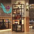 thumbnail image 2 of Tribesigns 78.7" Tall Wine Rack Freestanding Floor, Metal Wine Shelf with Cabinet Storage, Hanging 12 Wine Bottles and 9 Glasses Holder Liquor Cabinet Bar for Home, 2 of 5