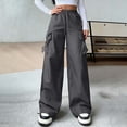 thumbnail image 6 of Qodauz Cargo Pants Petite Women Elastic Waisted Wide Leg Hiking Pant Lightweight Drawstring Baggy Outdoor Athletic Trousers, 6 of 7