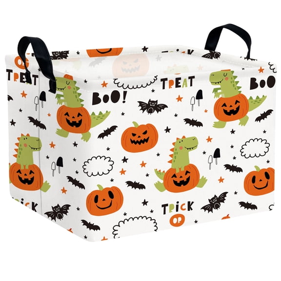 ASKETAM Cute Halloween Basket for Kids Trick or Treat Party Decor Storage Bin (Dinosaurs, Pumpkins, Bats)