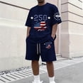 thumbnail image 2 of Homeyce Independence Day Mens Short Sets United States 250th Anniversary Shorts Sets Casual Short Sleeve Shirt and Shorts Set,Blue XL, 2 of 3