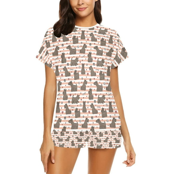 Conjunto de pijama corto para mujer con estampado de Scottish Terriers LKS3016