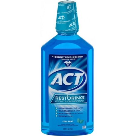 ACT Restoring Anticavity Cool Mint Mouthwash 33.8 oz (Pack of 2)