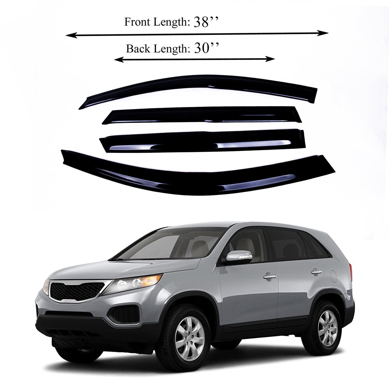 Dark Smoke WeatherTech Custom Fit Front & Rear Side Window Deflectors for Kia Sorento 