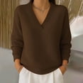 thumbnail image 2 of Comdrip Waffle Shirt Women, Sweatshirts Women Comfort Oversized Sweatshirt Cozy Fleece Pullover Sweatshirts No Hood Soft Cute Fall Tops Oversized Sweaters for Women Brown M, 2 of 5