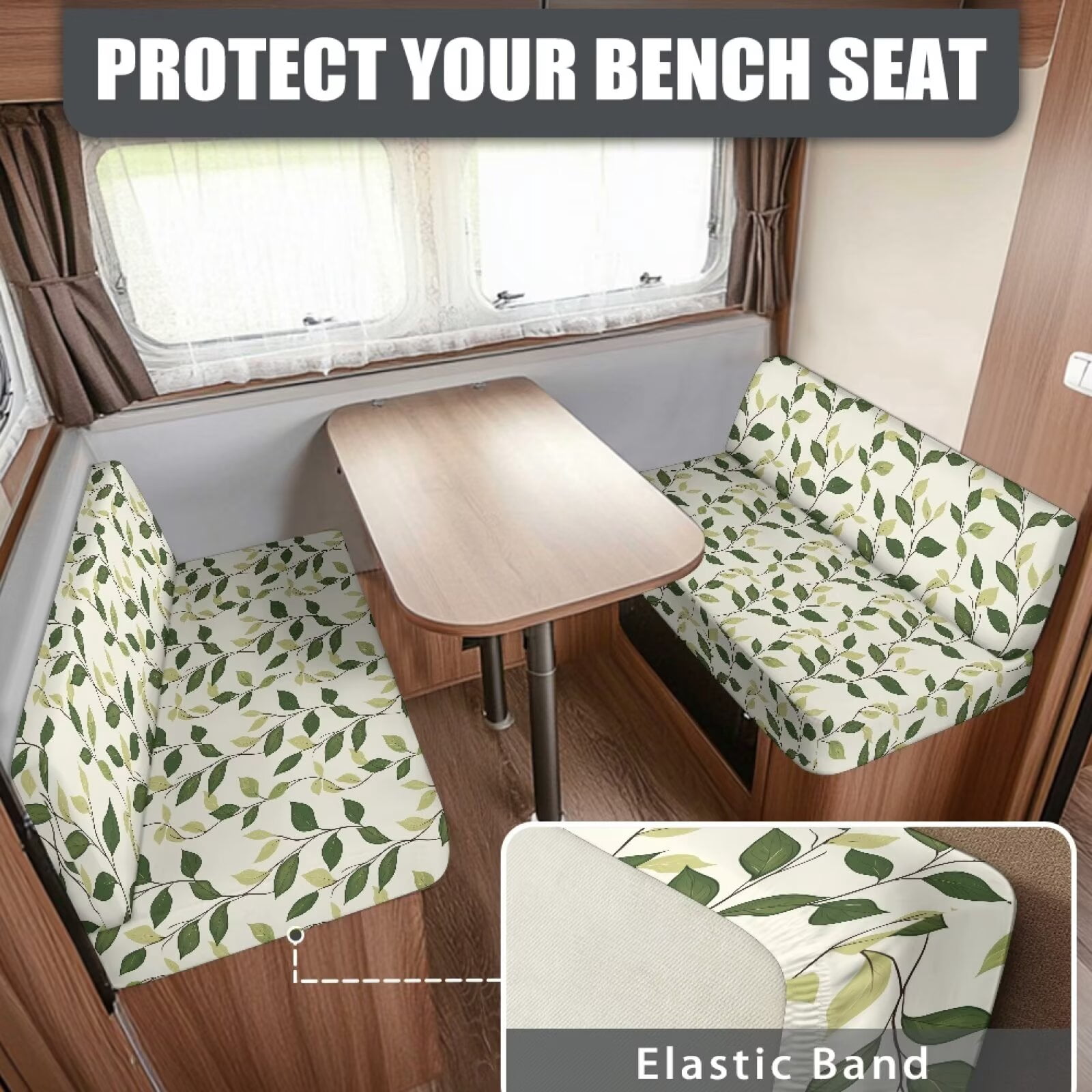 XYZCANDO Leaves RV Dinette Cushion Covers Universal RV Accessories for Inside Cushion Covers for Couches and Sofas Washable Sofa Slip Covers for 2 Seat Cushion Couch Slip Covers for Loveseat White