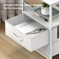 thumbnail image 4 of White Nightstand with 2 Fabric Drawers End Table with Charging Station, 4 of 7