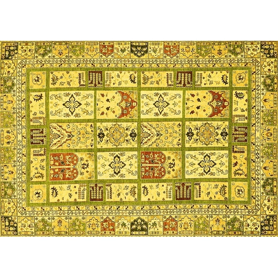 Ahgly Company Indoor Rectangle Abstract Yellow Modern Area Rugs, 2' x 4'