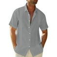 thumbnail image 2 of pitrice Traveling Casual Style Men's Button Down Shirt Summer Pool Party Solid Color Simple Design Slim Fit Tops Daily Clothes Grey XXXL, 2 of 5