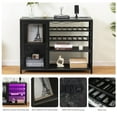 thumbnail image 3 of Gzxs Coffee Bar Cabinet with Charging Station and Remote Control LED Light, Modern Wine Liquor Cabinet with Wine Rack and Mesh Door, for Kitchen Dining Room, 43.31"L x 13.78"W x 32.87"H, Black, 3 of 10
