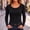 Black, variant on Women Solid Long Sleeve U Neck Tops form Fitted Shape Streamlined Base Layer for Fall Winter Indoor Outfits
