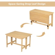 SESSLIFE Extendable Dining Table for Small Space, Farmhouse Solid Wood Kitchen Table, Drop Leaf Folding Design, Rectangular Dining Table for 4, Brown