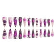 thumbnail image 5 of Yoyauz 24PCS French Pointed Nail, Fake Nail, Needle Nail, And Halloween Element Purple Pumpkin Flame Design Charm Acrylic Nails Suitable For Girls And Ladies, 5 of 6