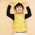 thumbnail image 3 of URMAGIC Toddler Girl Boy Sleeveless Hooded Bear Ears Warm Puffer Vest Outerwear Kids Winter Warm Soft Flannel Waistcoat, 3 of 7