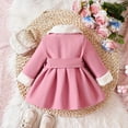 thumbnail image 5 of PINQI Girls Fleece Lined Peacoat Buttons Front Collar Dress Coats Kids School Un𝐢form Padded Warm Pleated Winter Outwear, 5 of 9