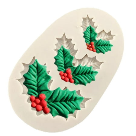 

TINYSOME Christmas Holly Leaf Decoration Fondant Cake Silicone Mold Chocolate Candy Molds Cookies Pastry Biscuit Mould DIY Baking Tools