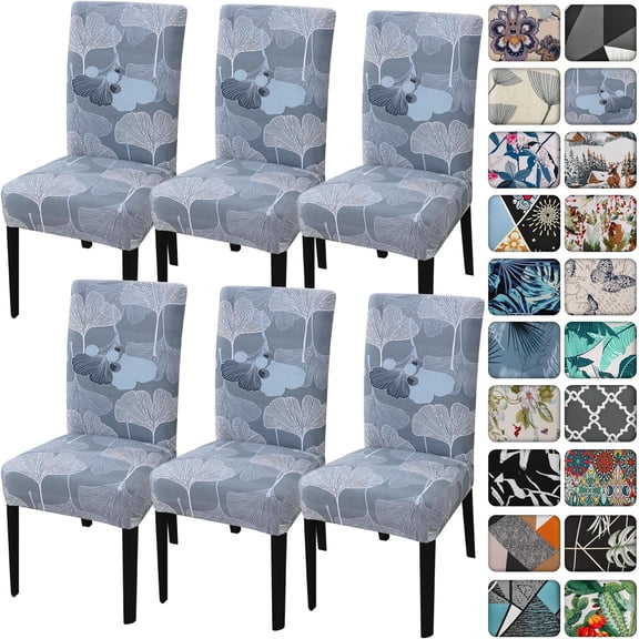 Dining Room Chair Covers Set of 6,Printed Pattern Parsons Chair Slipcovers Removable Washable Kitchen Seat Dining Chairs Protector Cover for Home or Party