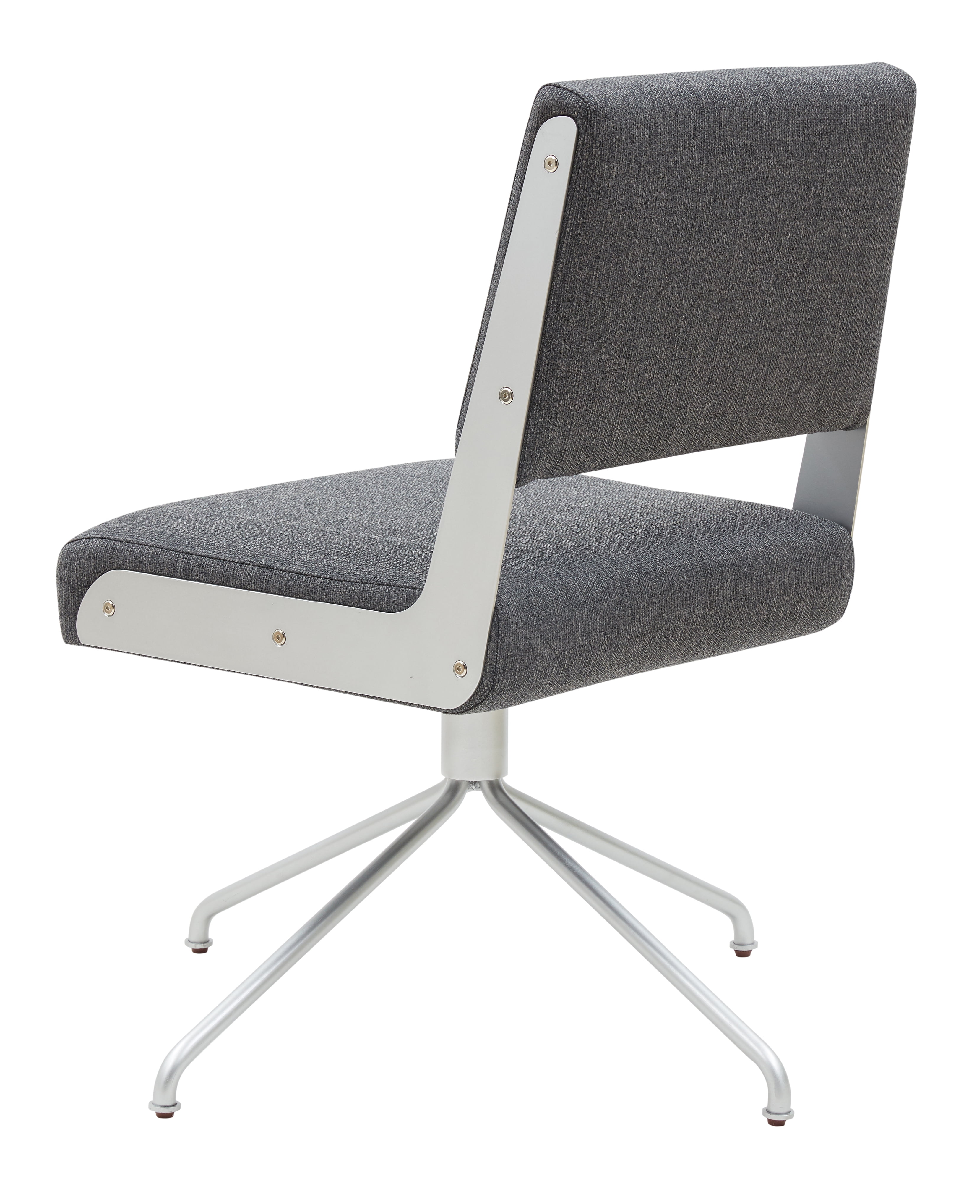 SAFAVIEH Couture Emmeline Leather Mid Back Swivel Office Chair, Slate Grey/Silver