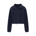 thumbnail image 3 of Ashirexll Womens Sweatshirt Fashionable Fleece Sports Jacket with Standing Collar and Plush Zipper Coat Navy XL, 3 of 5