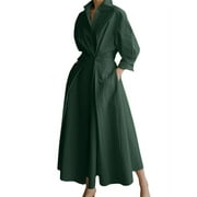 ZANZEA Women Buttons Long Sleeve Dress High Waist Casual Long Shirt Dress